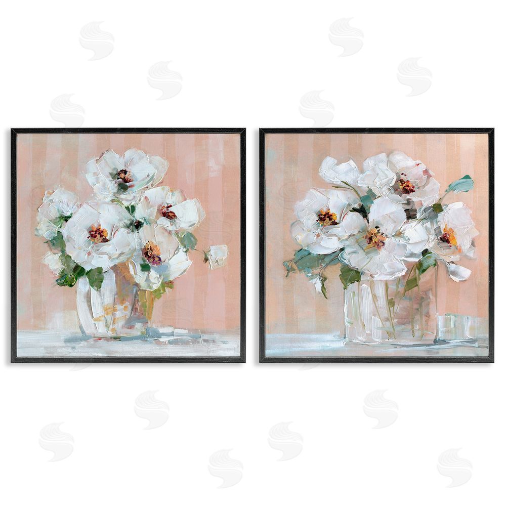 Sally Swatland Abstract Floral Vase  Black Framed Giclee Wall Art Print