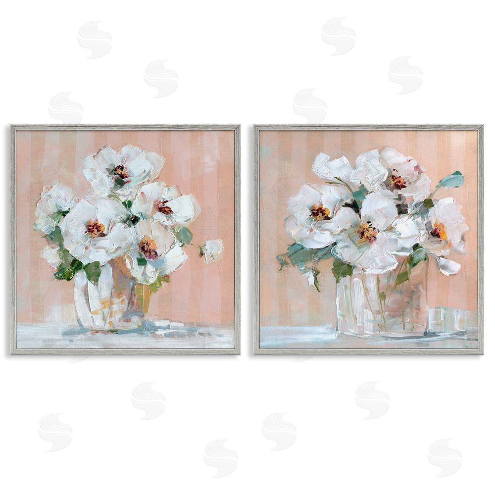 Sally Swatland Abstract Floral Vase  Gray Framed Giclee Wall Art Print