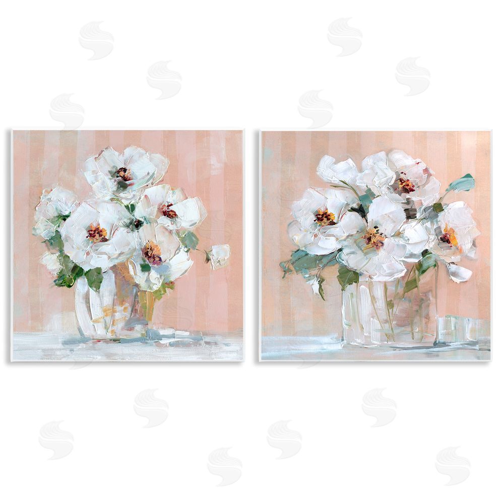 Sally Swatland Abstract Floral Vase  Wooden Wall Plaque Art Print