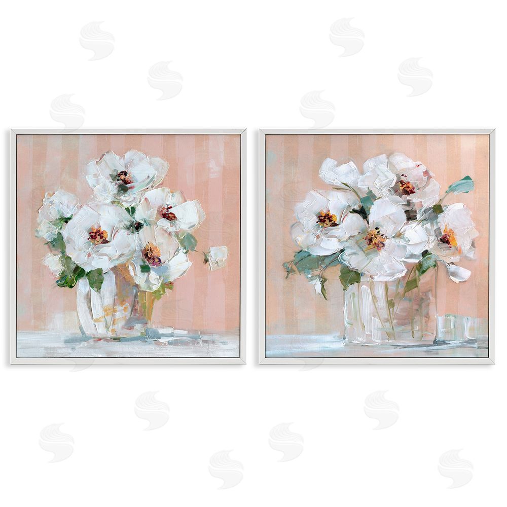 Sally Swatland Abstract Floral Vase  White Framed Giclee Wall Art Print