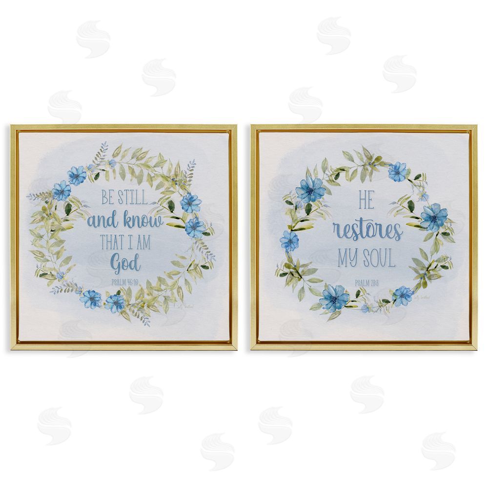 Sally Swatland Be Still Restores Psalm Gold Floating Frame Canvas Wall Art Print