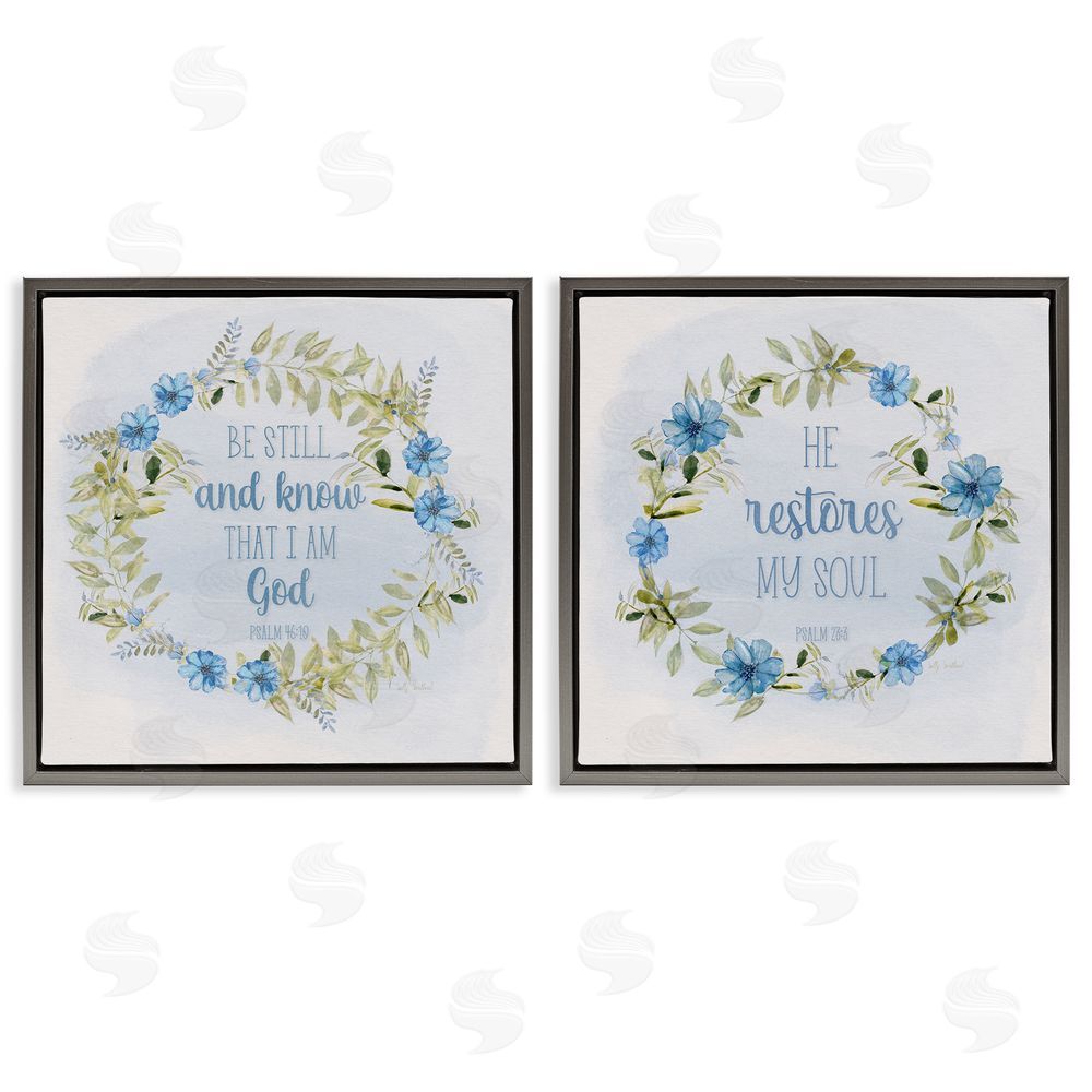 Sally Swatland Be Still Restores Psalm Gray Floating Frame Canvas Wall Art Print