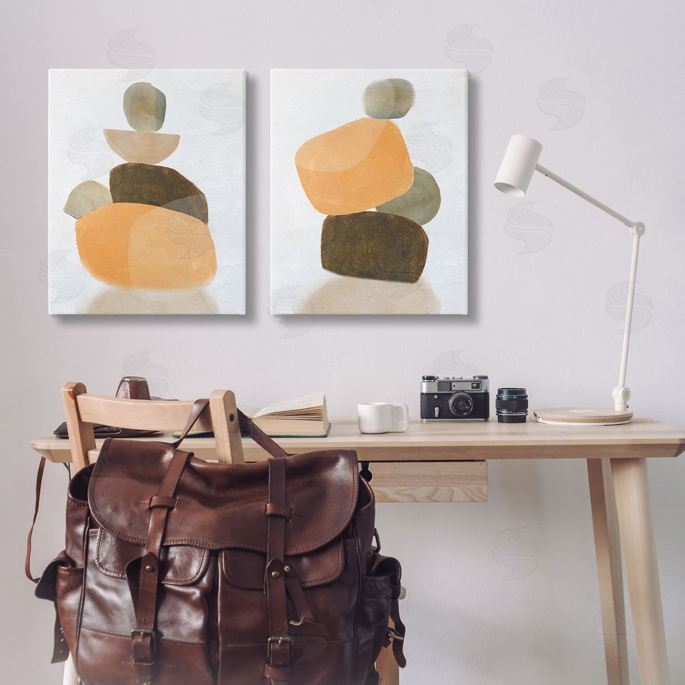 Carol Robinson Stacked Abstract Pebbles Canvas Wall Art Print in Room