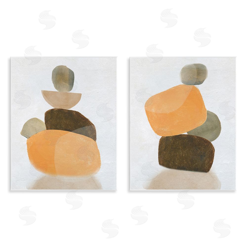 Carol Robinson Stacked Abstract Pebbles Wooden Wall Plaque Art Print