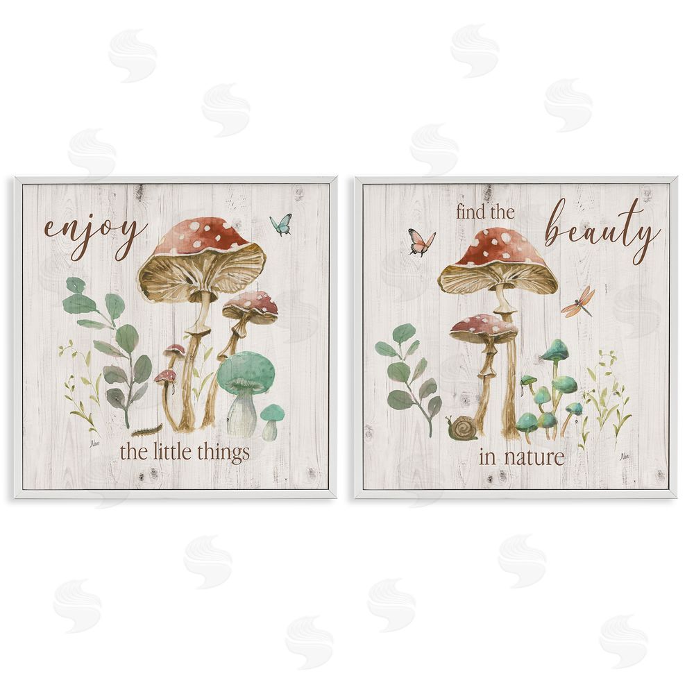 Nan Enjoy Beauty Mushroom White Framed Giclee Wall Art Print