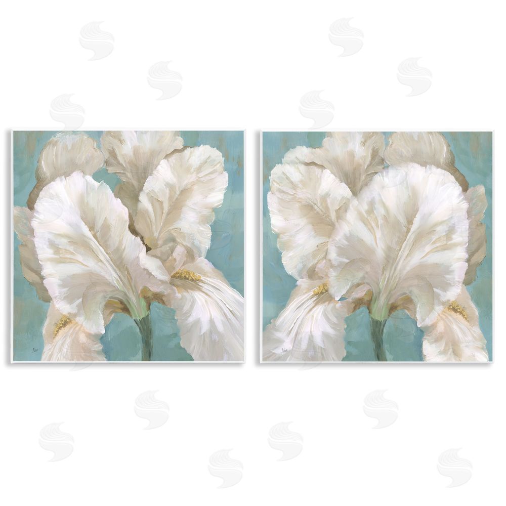 Nan White Iris Flower Wooden Wall Plaque Art Print