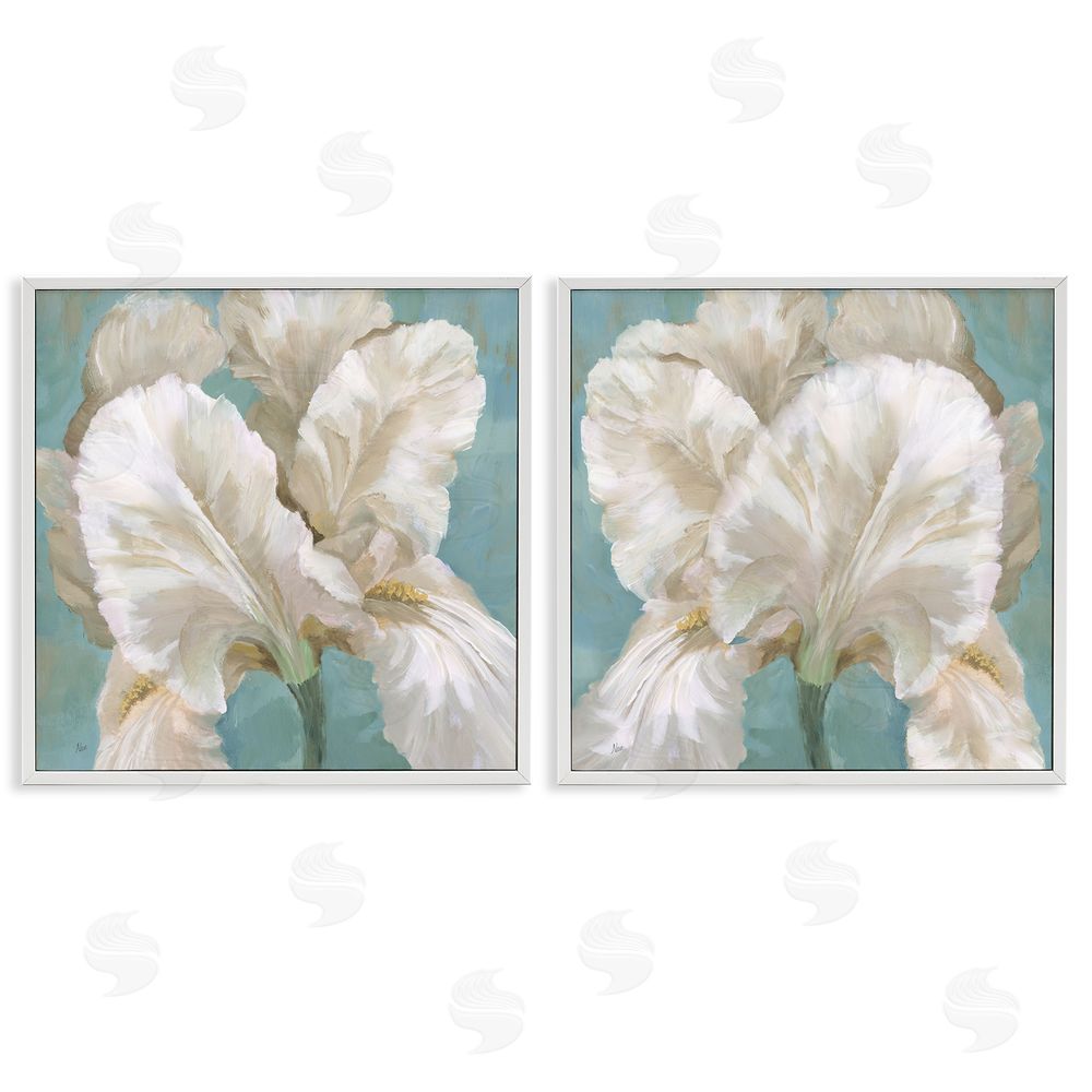 Nan White Iris Flower White Framed Giclee Wall Art Print