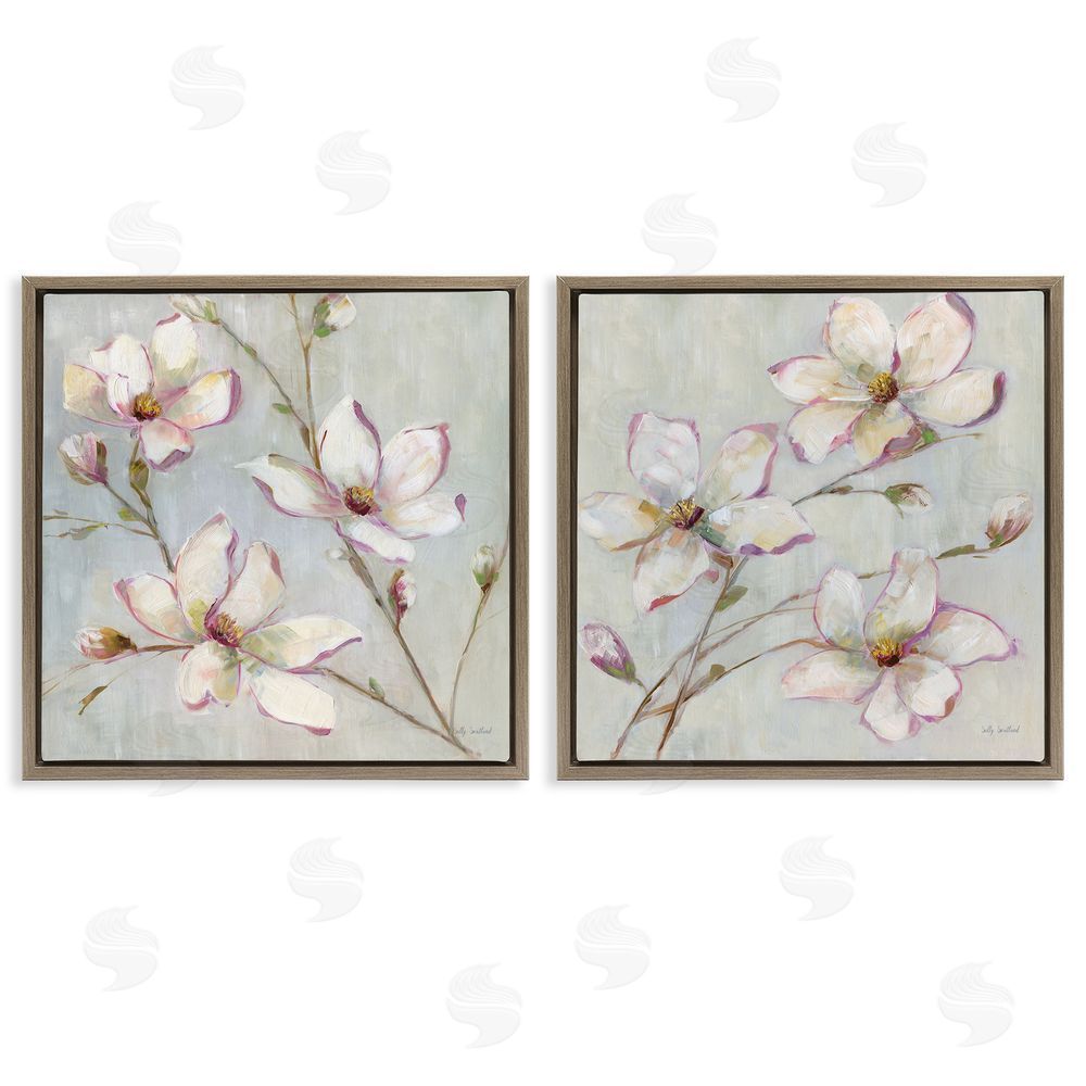 Sally Swatland Spring Tree Blooms Brown Floating Frame Canvas Wall Art Print