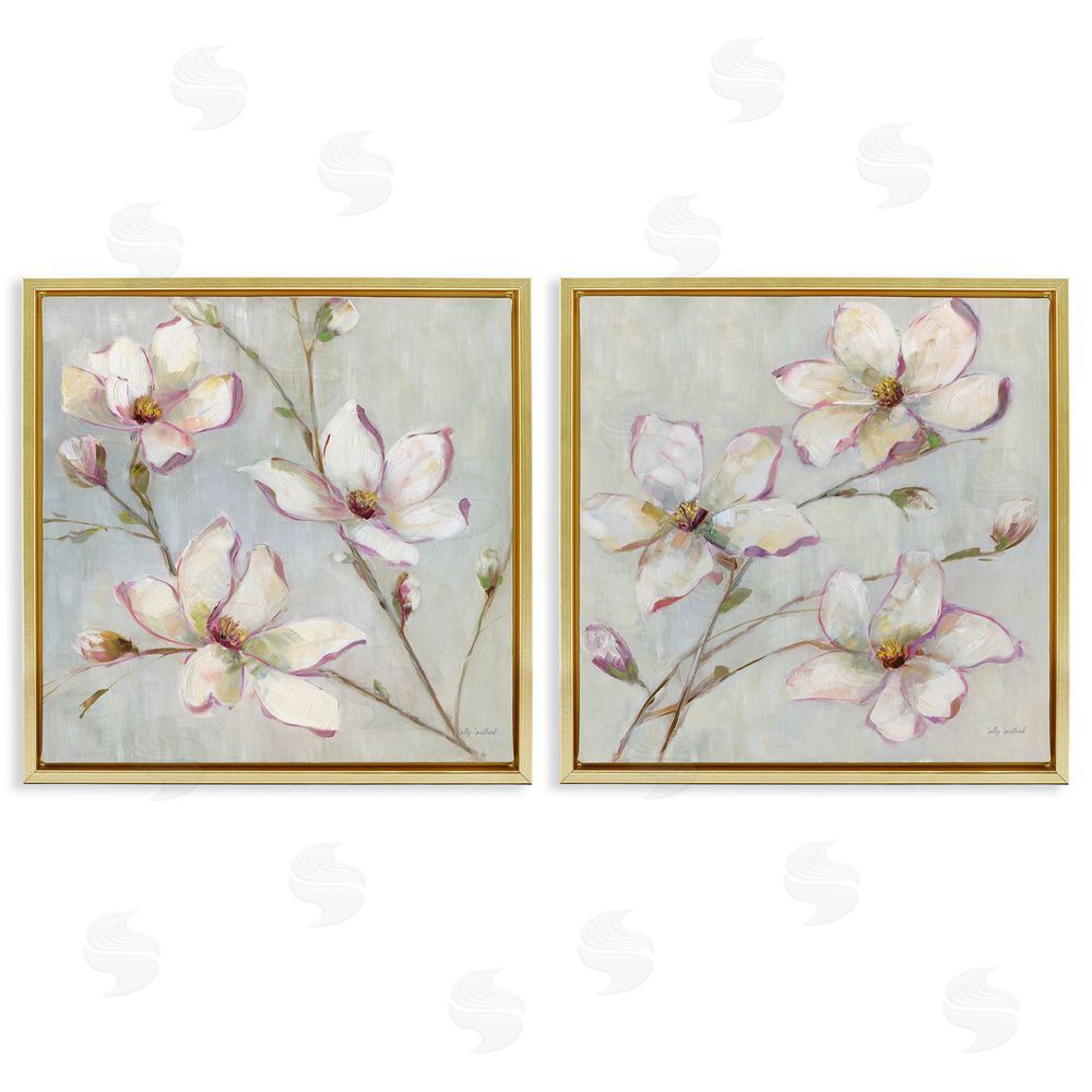 Sally Swatland Spring Tree Blooms Gold Floating Frame Canvas Wall Art Print