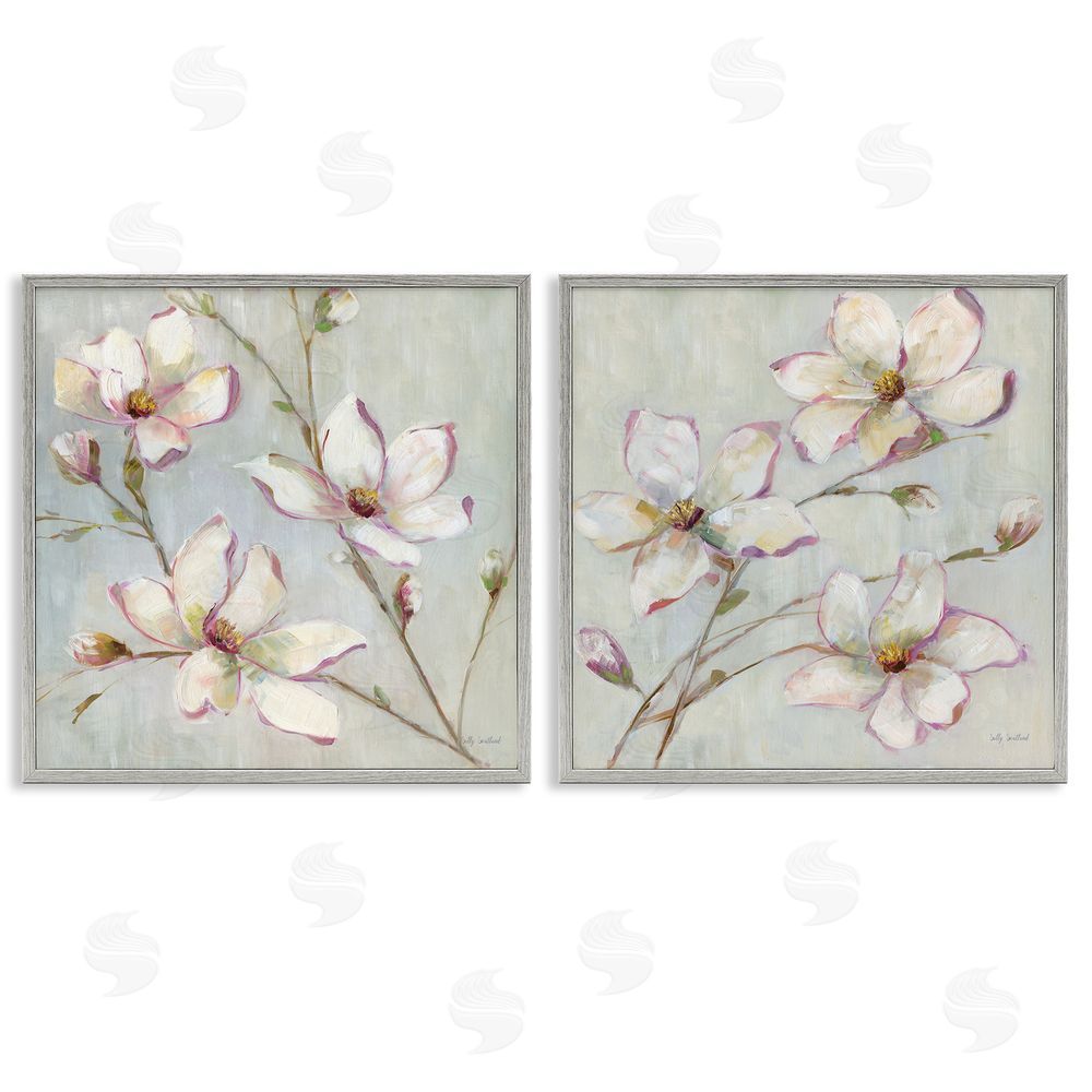 Sally Swatland Spring Tree Blooms Gray Framed Giclee Wall Art Print
