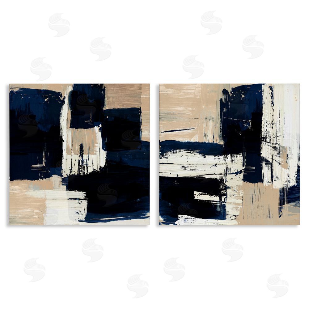 Susan Jill Abstract Navy Neutral Canvas Wall Art Print