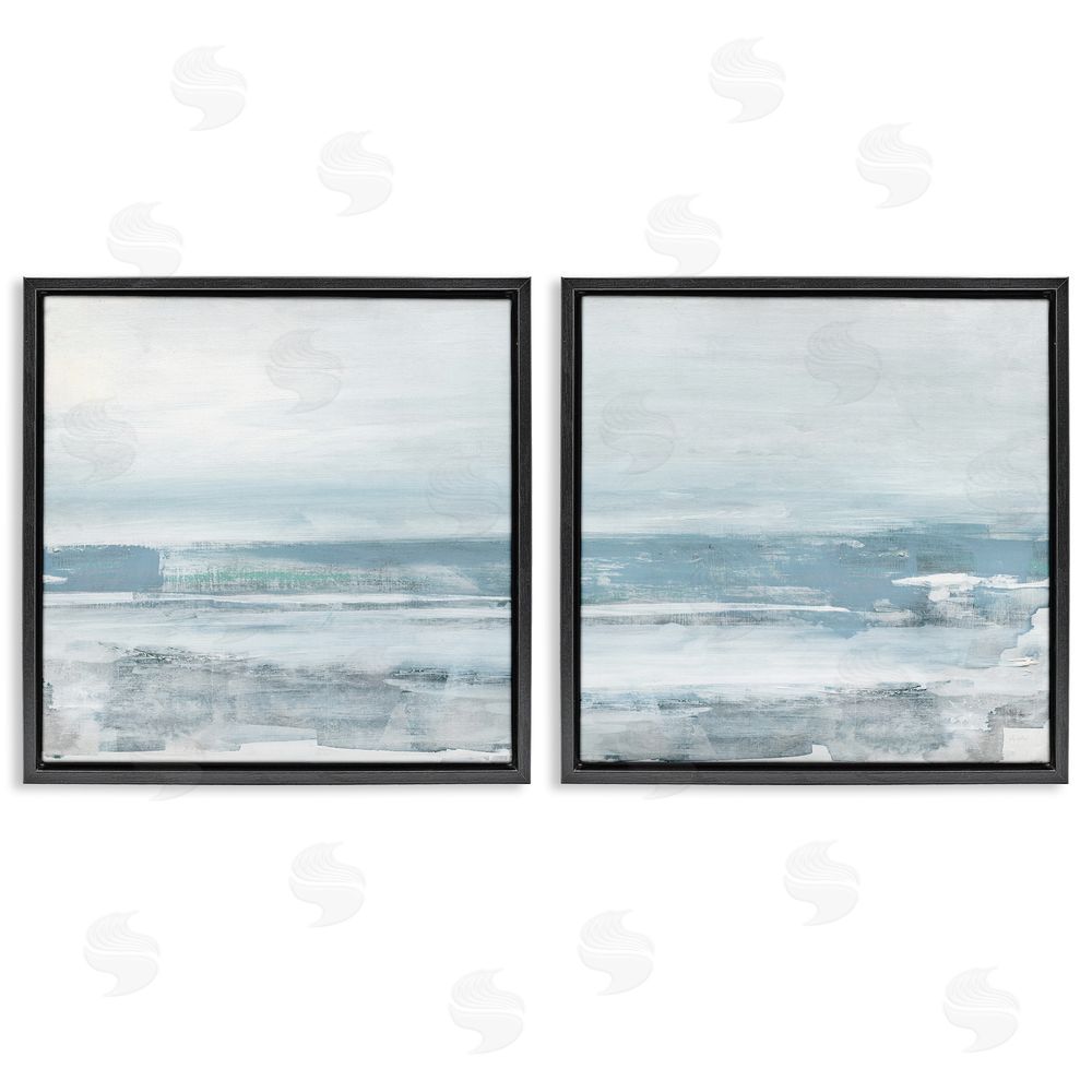 Sally Swatland Abstract Ocean Beach Black Floating Frame Canvas Wall Art Print