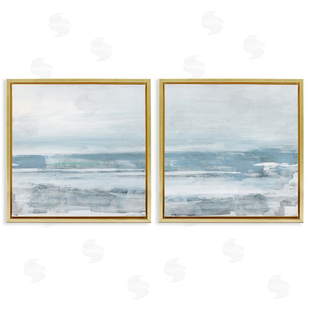 Sally Swatland Abstract Ocean Beach Gold Floating Frame Canvas Wall Art Print