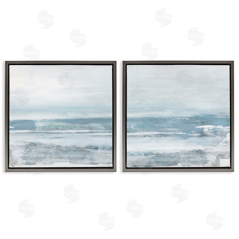 Sally Swatland Abstract Ocean Beach Gray Floating Frame Canvas Wall Art Print