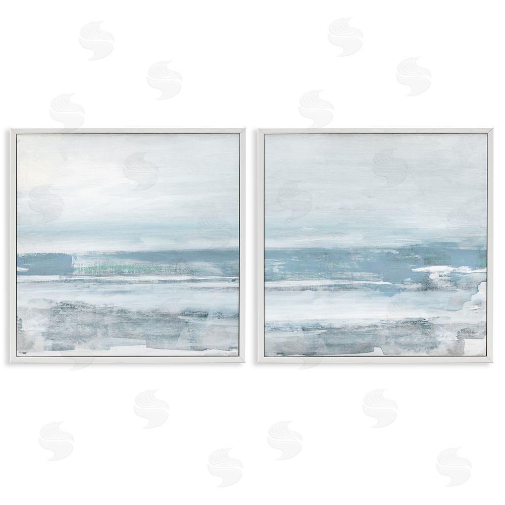 Sally Swatland Abstract Ocean Beach White Framed Giclee Wall Art Print