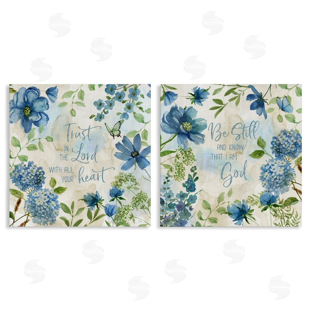 Nan Trust Be Still Blue Hydrangea Canvas Wall Art Print