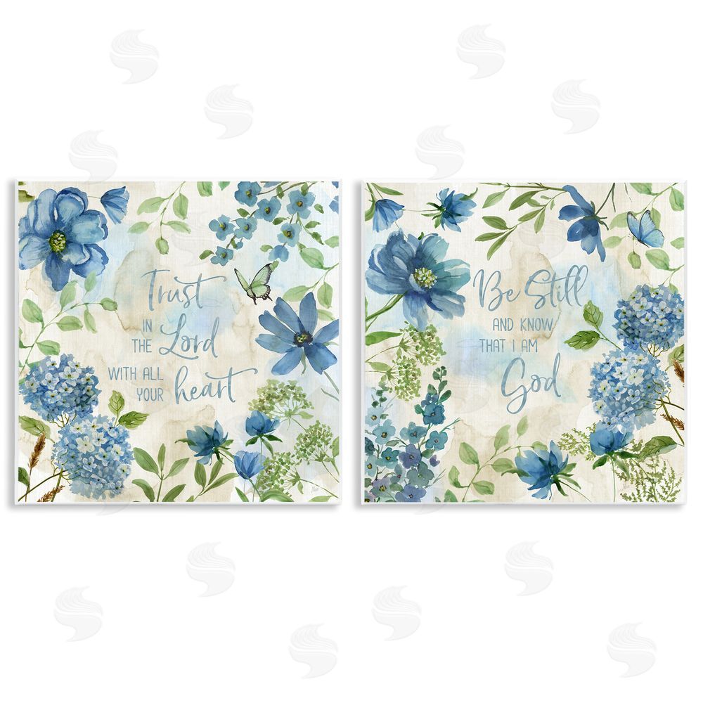 Nan Trust Be Still Blue Hydrangea Wooden Wall Plaque Art Print