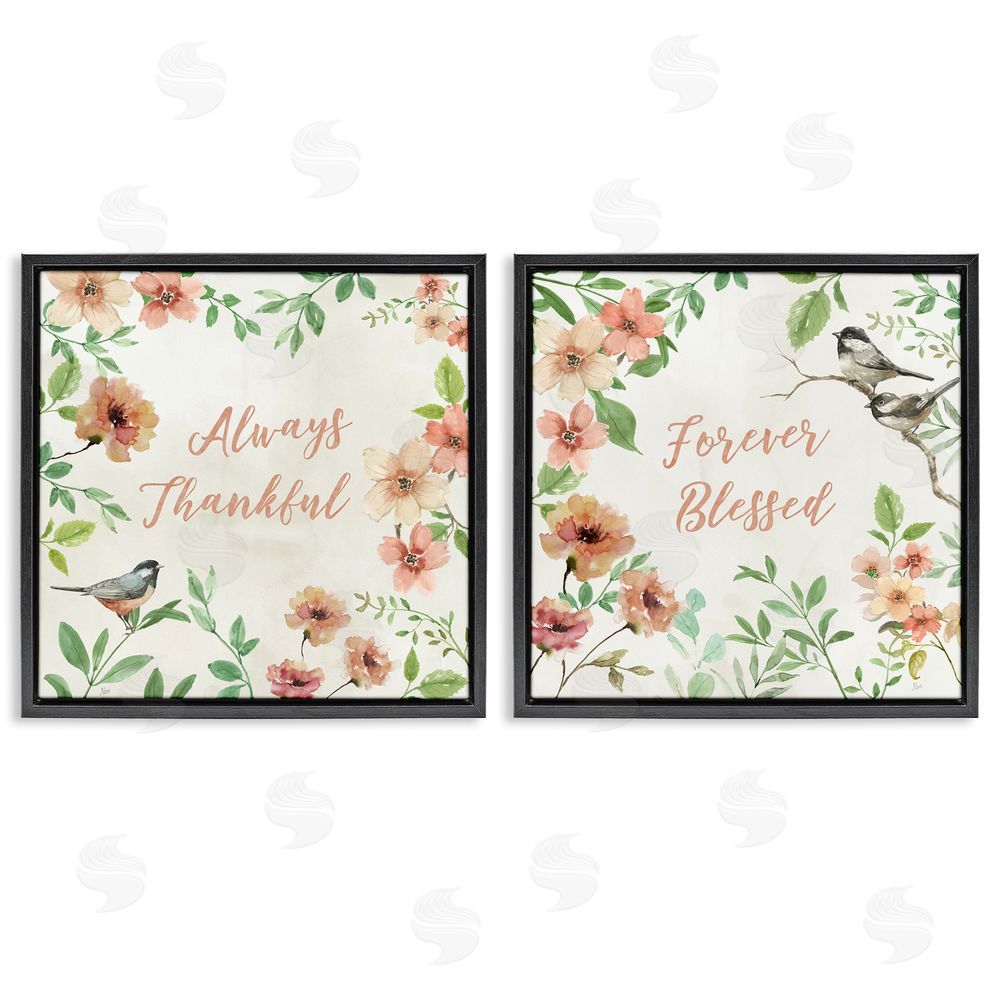 Nan Always Forever Bird Black Floating Frame Canvas Wall Art Print