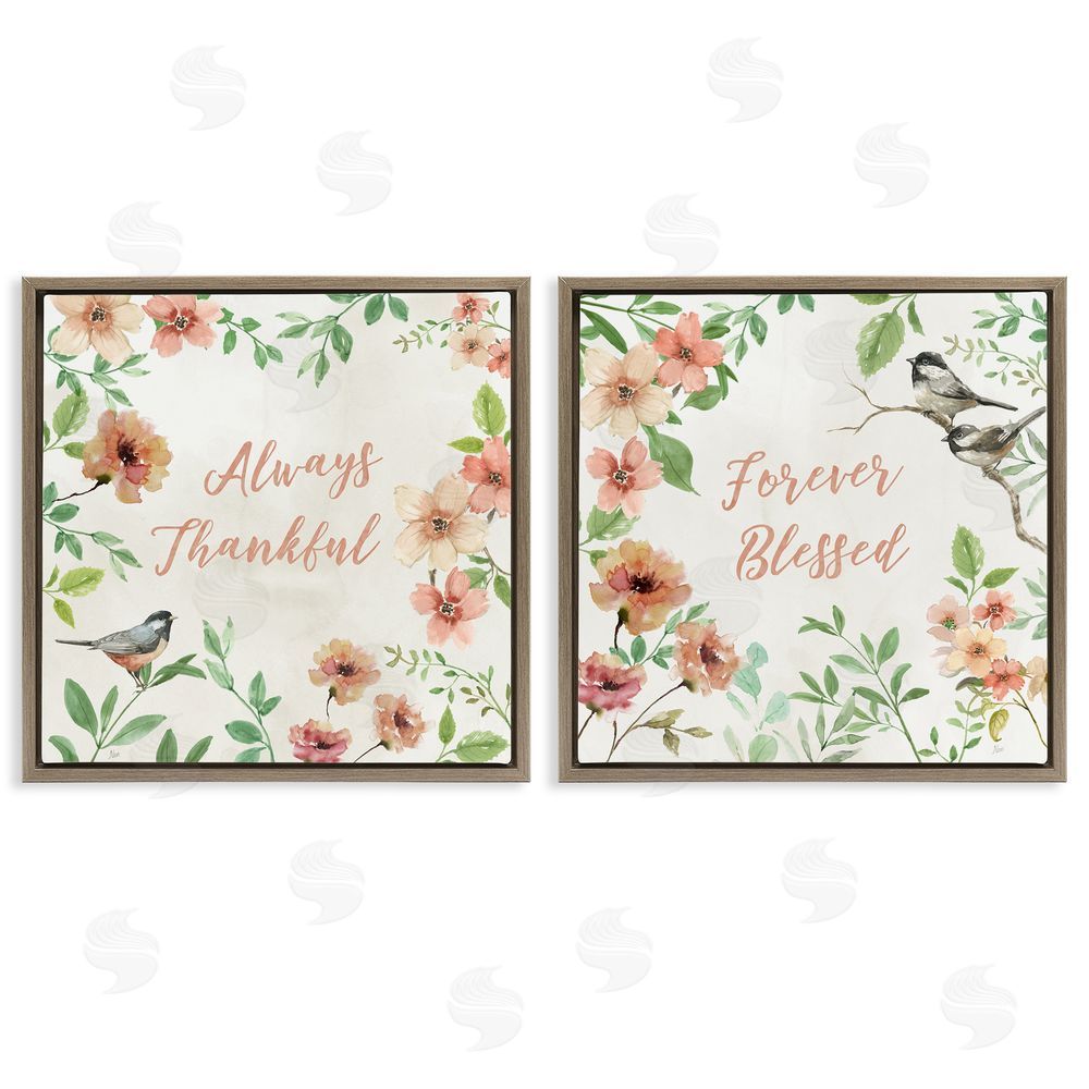 Nan Always Forever Bird Brown Floating Frame Canvas Wall Art Print