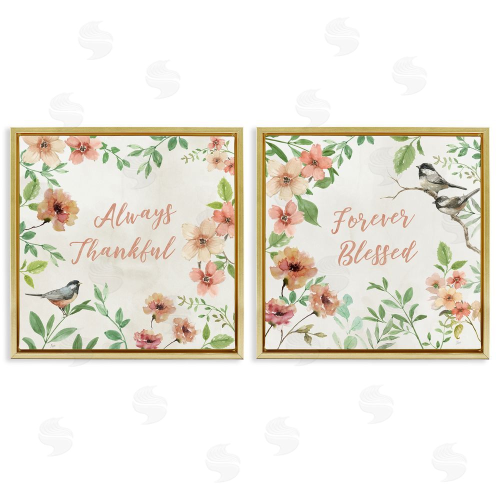 Nan Always Forever Bird Gold Floating Frame Canvas Wall Art Print
