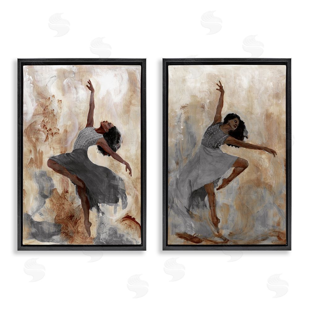 Charity Henderson Abstract Interpretive Dance Figure Black Floating Frame Canvas Wall Art Print