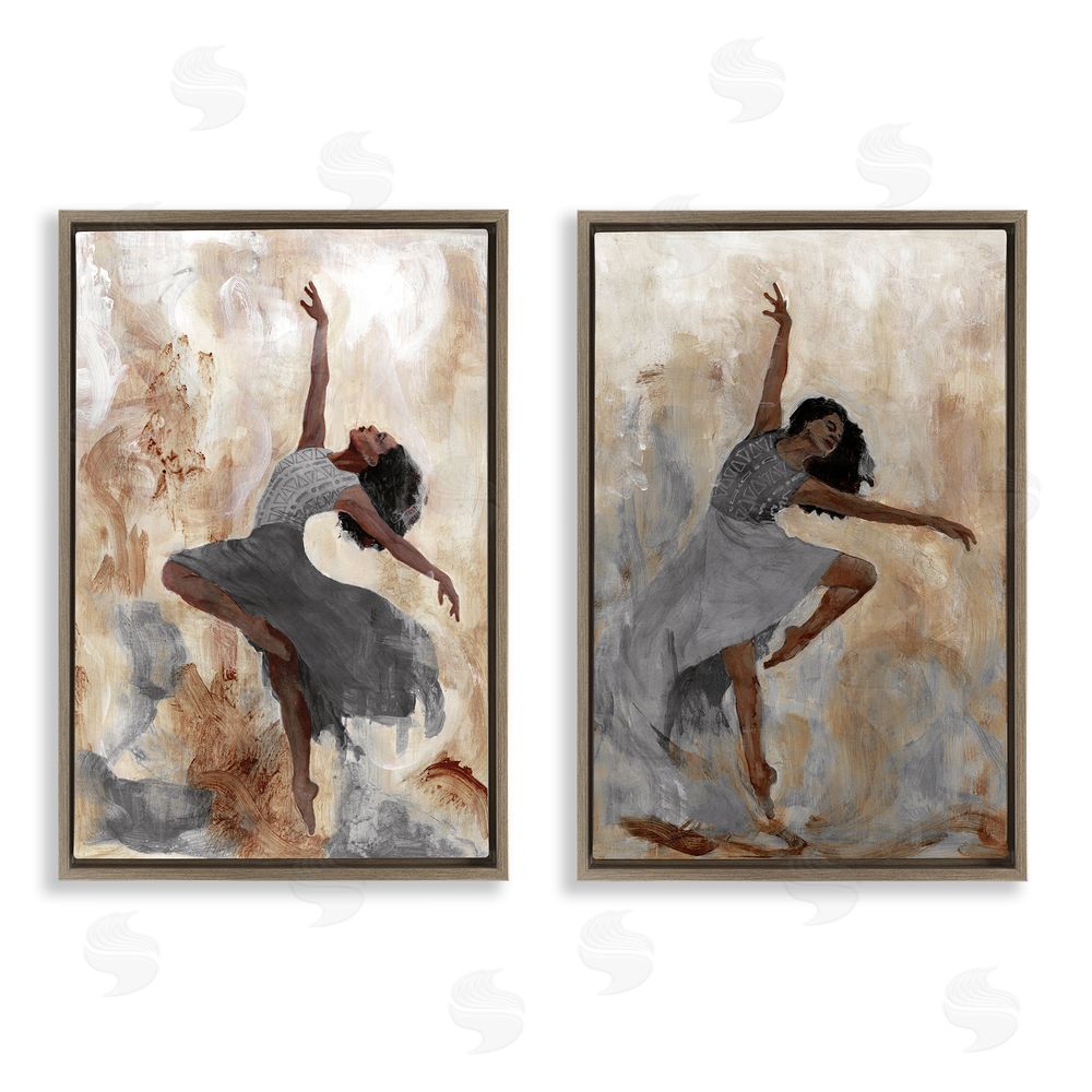 Charity Henderson Abstract Interpretive Dance Figure Brown Floating Frame Canvas Wall Art Print