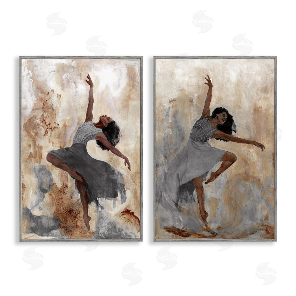 Charity Henderson Abstract Interpretive Dance Figure Gray Framed Giclee Wall Art Print