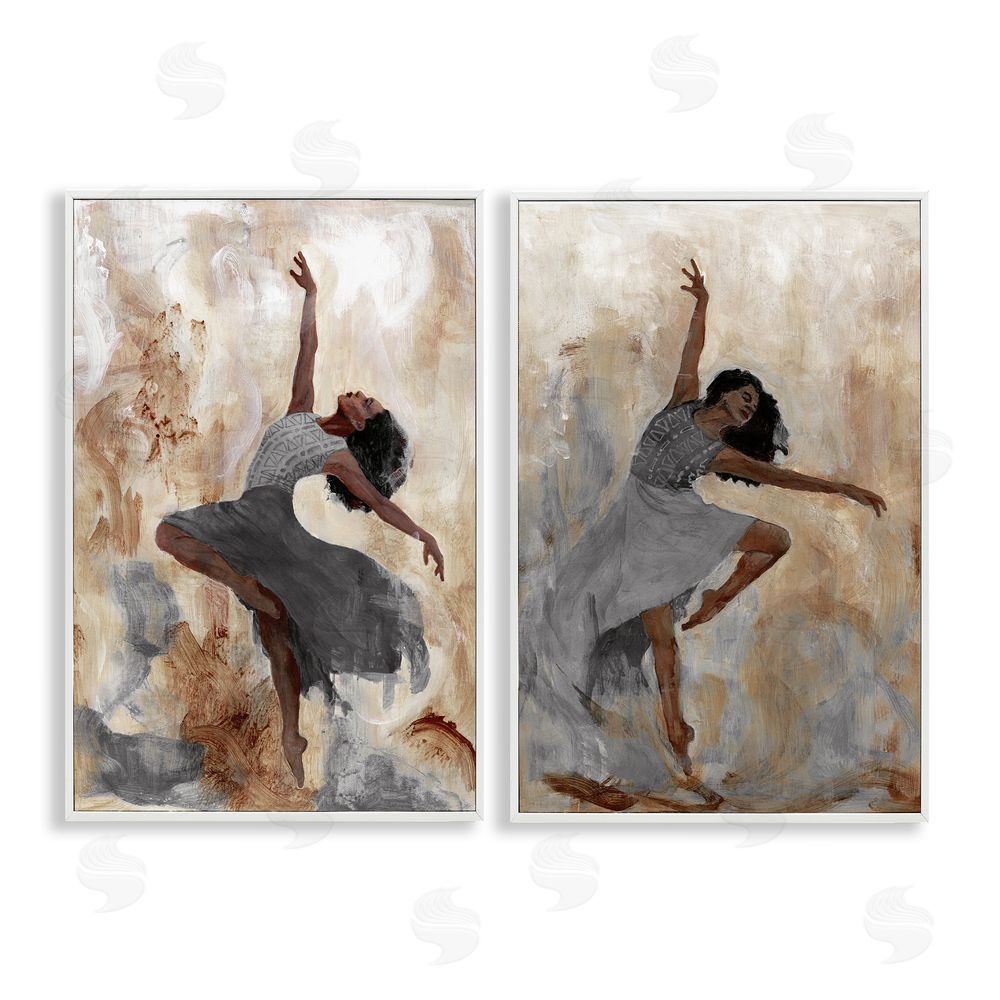 Charity Henderson Abstract Interpretive Dance Figure White Framed Giclee Wall Art Print
