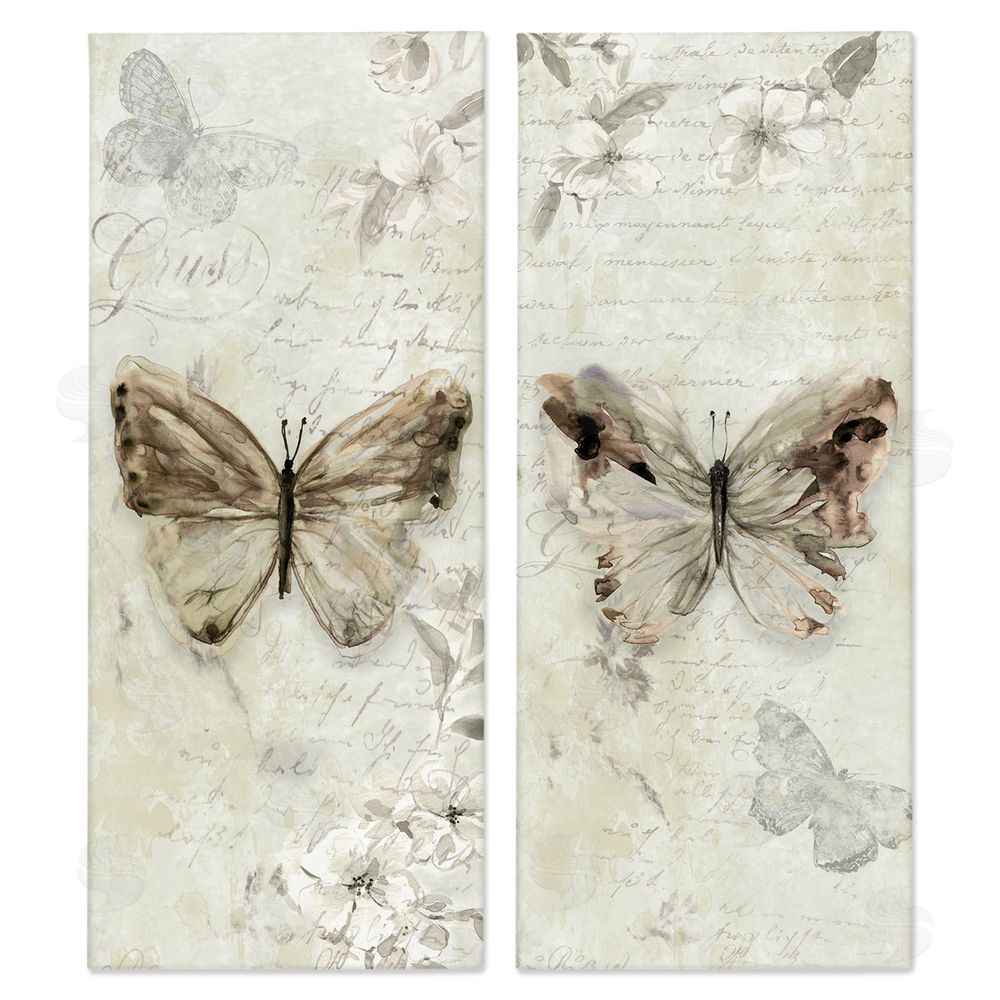 Carol Robinson Vintage Butterfly Scrapbook Page Canvas Wall Art Print