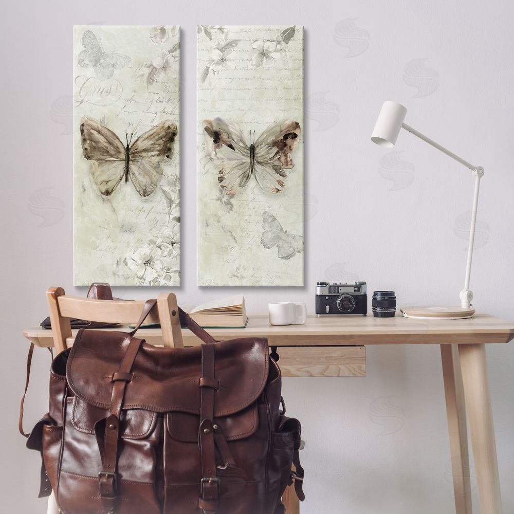 Carol Robinson Vintage Butterfly Scrapbook Page Canvas Wall Art Print in Room