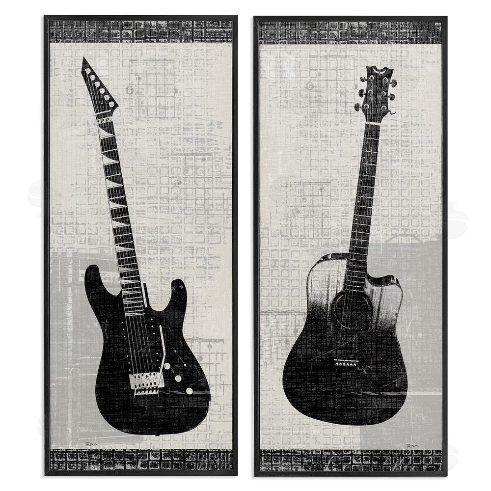 Katrina Craven Electric Acoustic Guitar Black Framed Giclee Wall Art Print