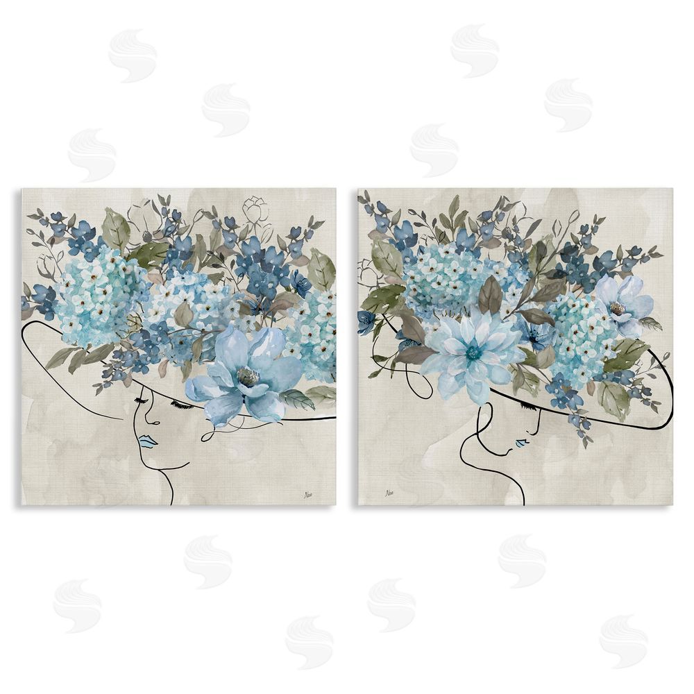 Nan Female Figure Floral Hat Canvas Wall Art Print