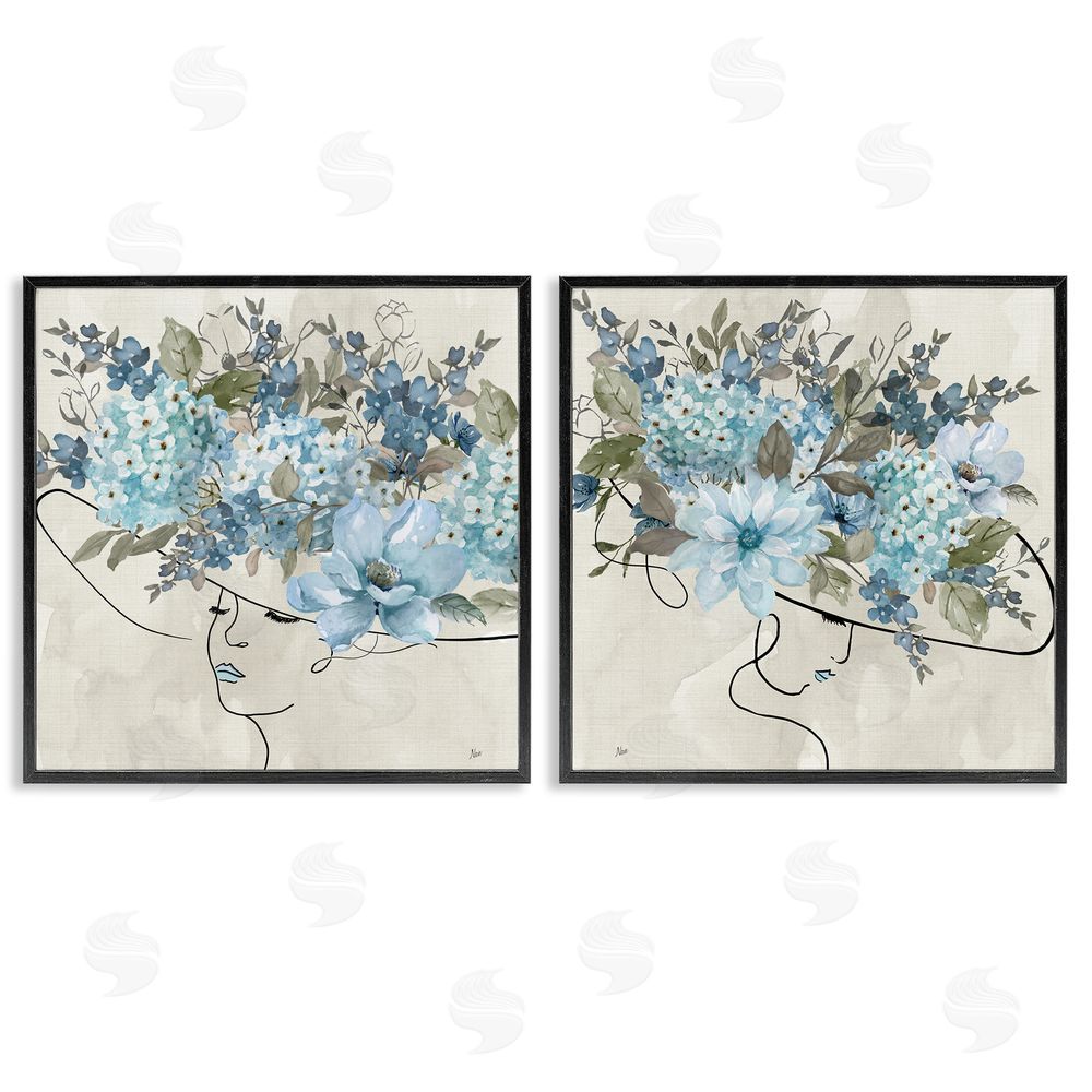 Nan Female Figure Floral Hat Black Framed Giclee Wall Art Print