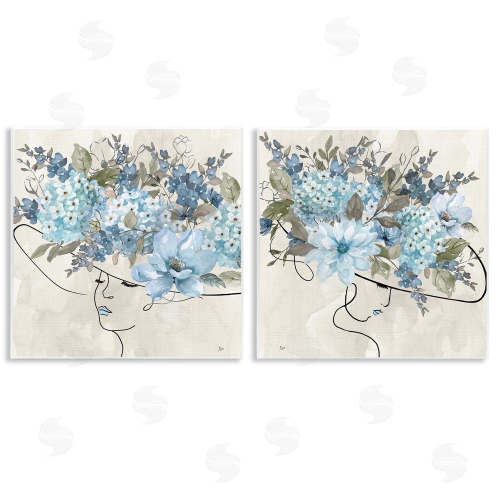 Nan Female Figure Floral Hat Wooden Wall Plaque Art Print