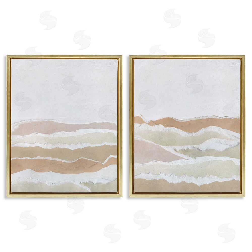 Carol Robinson Abstract Mountain Valley Gold Floating Frame Canvas Wall Art Print