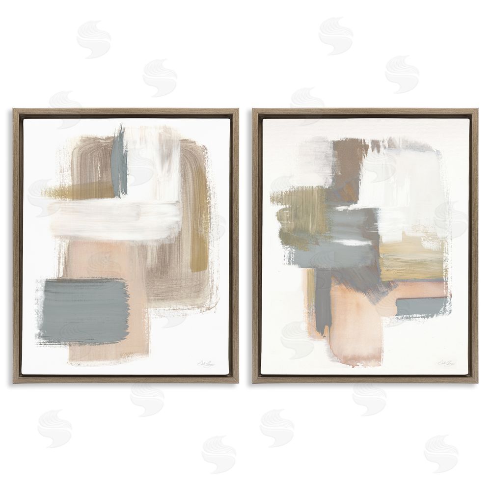 Stella Chang Abstract Beige Brush Stroked Neutrals Brown Floating Frame Canvas Wall Art Print