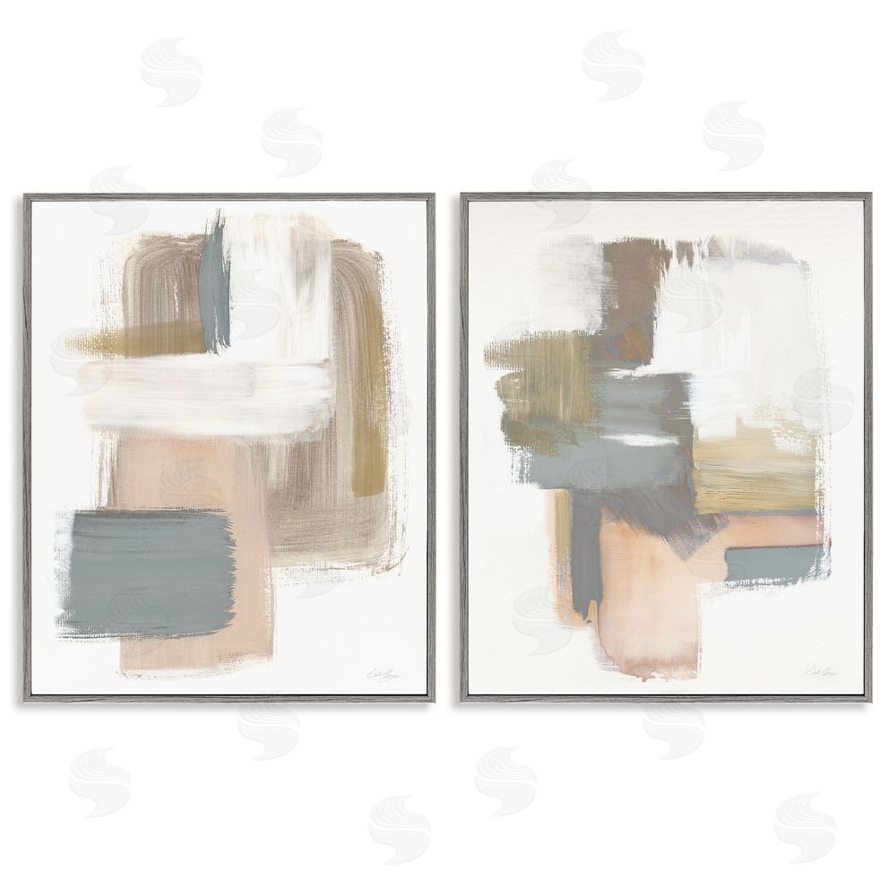 Stella Chang Abstract Beige Brush Stroked Neutrals Gray Framed Giclee Wall Art Print