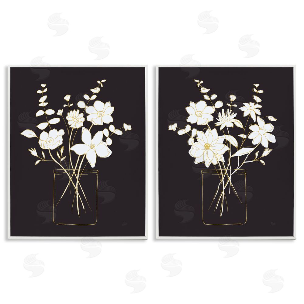 Nan Minimalist Flower Sketch in Jar White Framed Giclee Wall Art Print