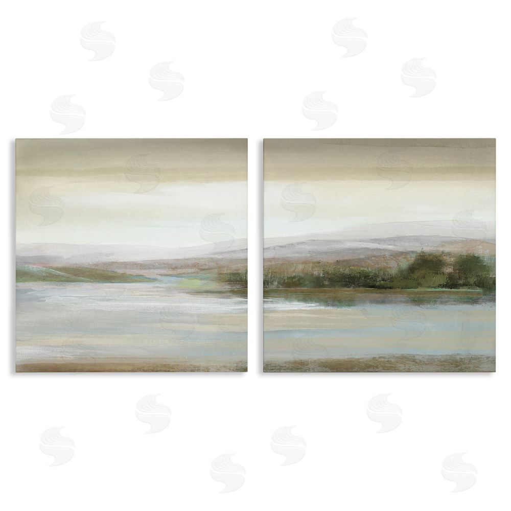 Nan Abstract Lakeside Landscape Canvas Wall Art Print