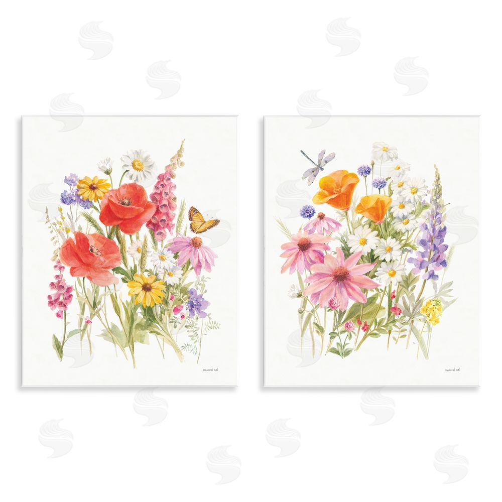 Danhui Nai Wildflowers in Bloom Insects Wooden Wall Plaque Art Print
