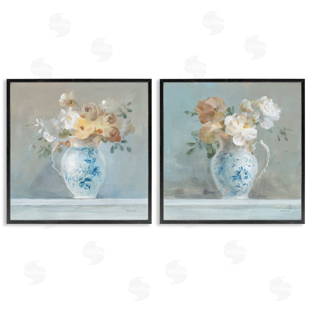 Danhui Nai Heirloom Bouquet Pitcher Black Framed Giclee Wall Art Print