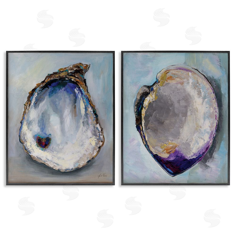 Jeanette Vertentes Open Oyster Clam Shell  Black Framed Giclee Wall Art Print