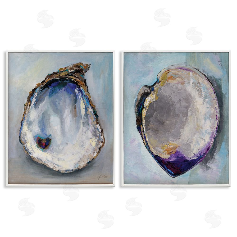 Jeanette Vertentes Open Oyster Clam Shell  White Framed Giclee Wall Art Print