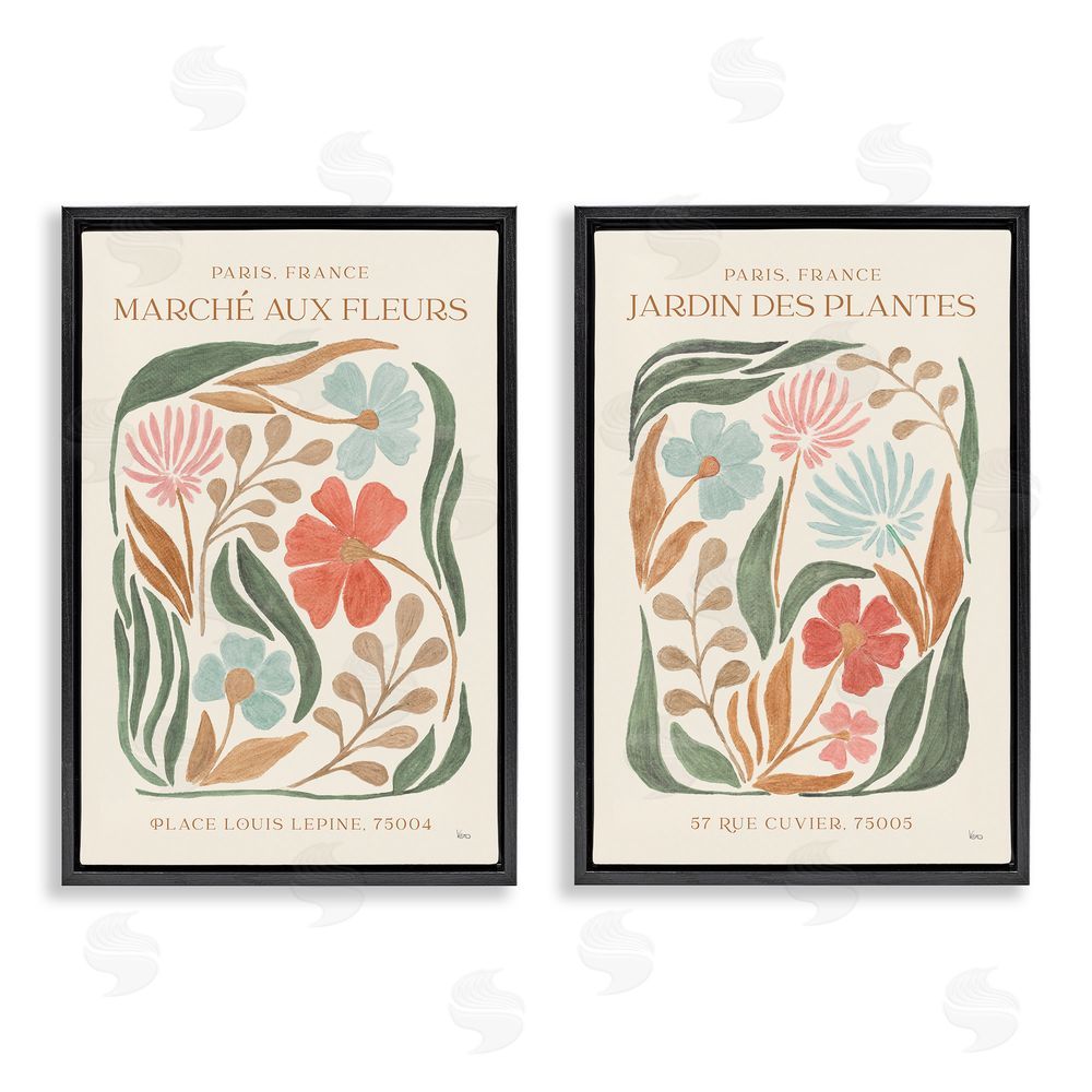 Veronique Charron French Flower Garden Market Black Floating Frame Canvas Wall Art Print