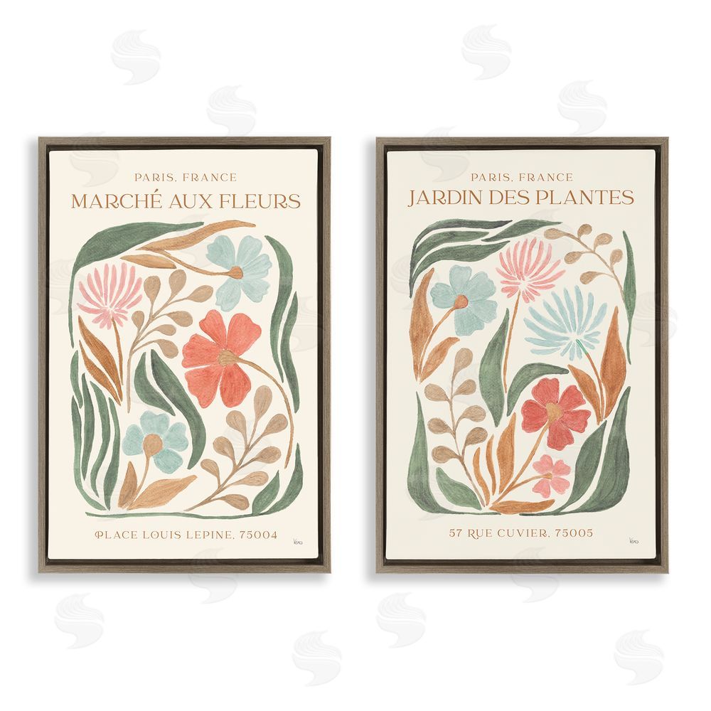Veronique Charron French Flower Garden Market Brown Floating Frame Canvas Wall Art Print