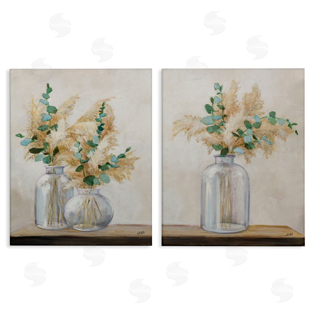 Julia Purinton Pampas Eucalyptus Bouquet  Canvas Wall Art Print