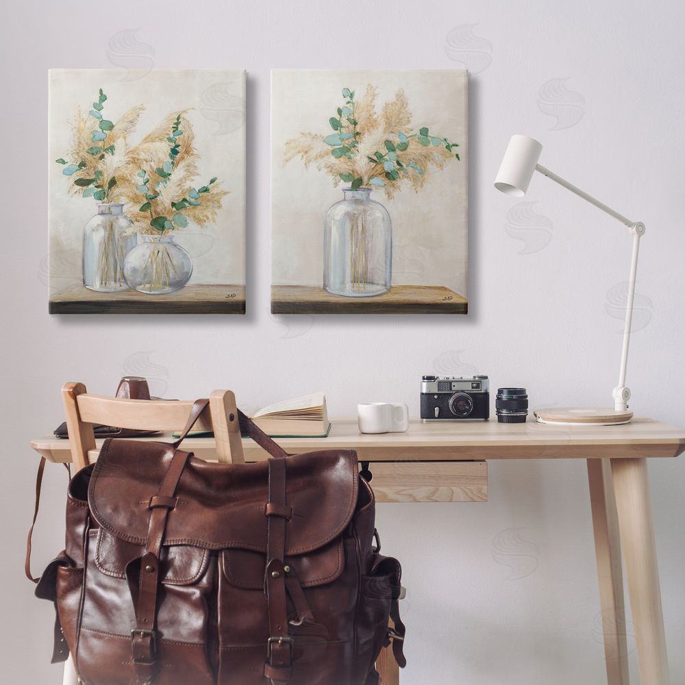 Julia Purinton Pampas Eucalyptus Bouquet  Canvas Wall Art Print in Room
