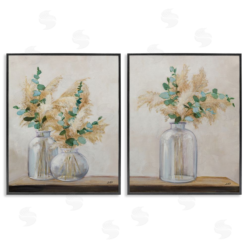 Julia Purinton Pampas Eucalyptus Bouquet  Black Framed Giclee Wall Art Print