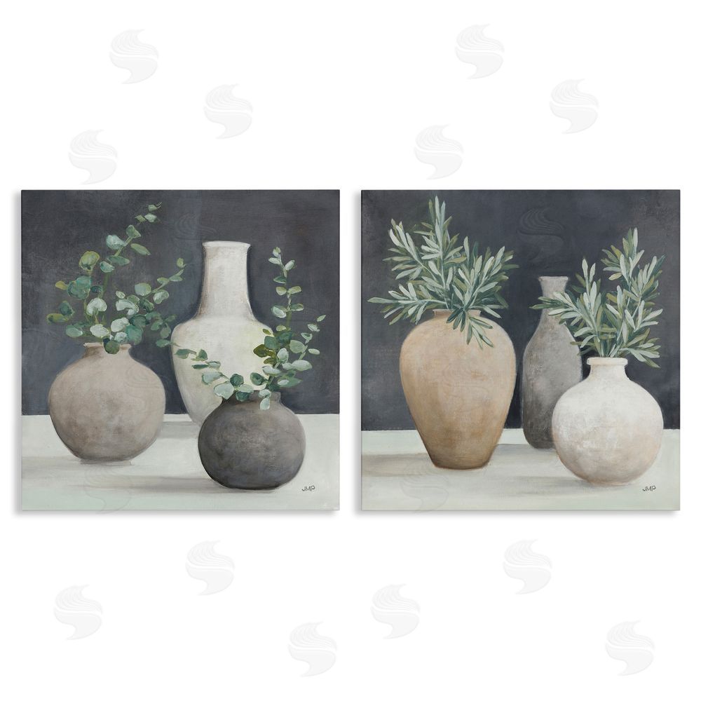 Julia Purinton Eucalyptus Greens Fresh Vessels Canvas Wall Art Print