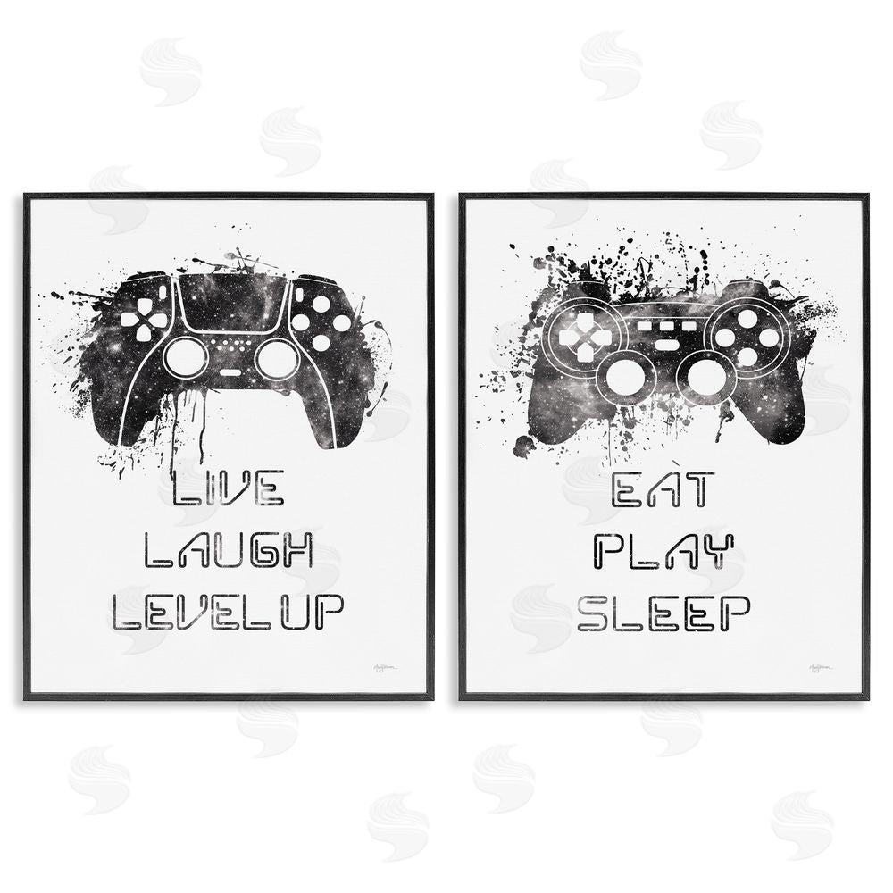 Mary Urban Gamer Play Splash Controllers Black Framed Giclee Wall Art Print